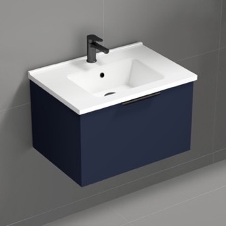 Bathroom Vanity Blue Bathroom Vanity, Modern, Wall Mounted, 26